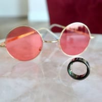 oura ring with pink glasses