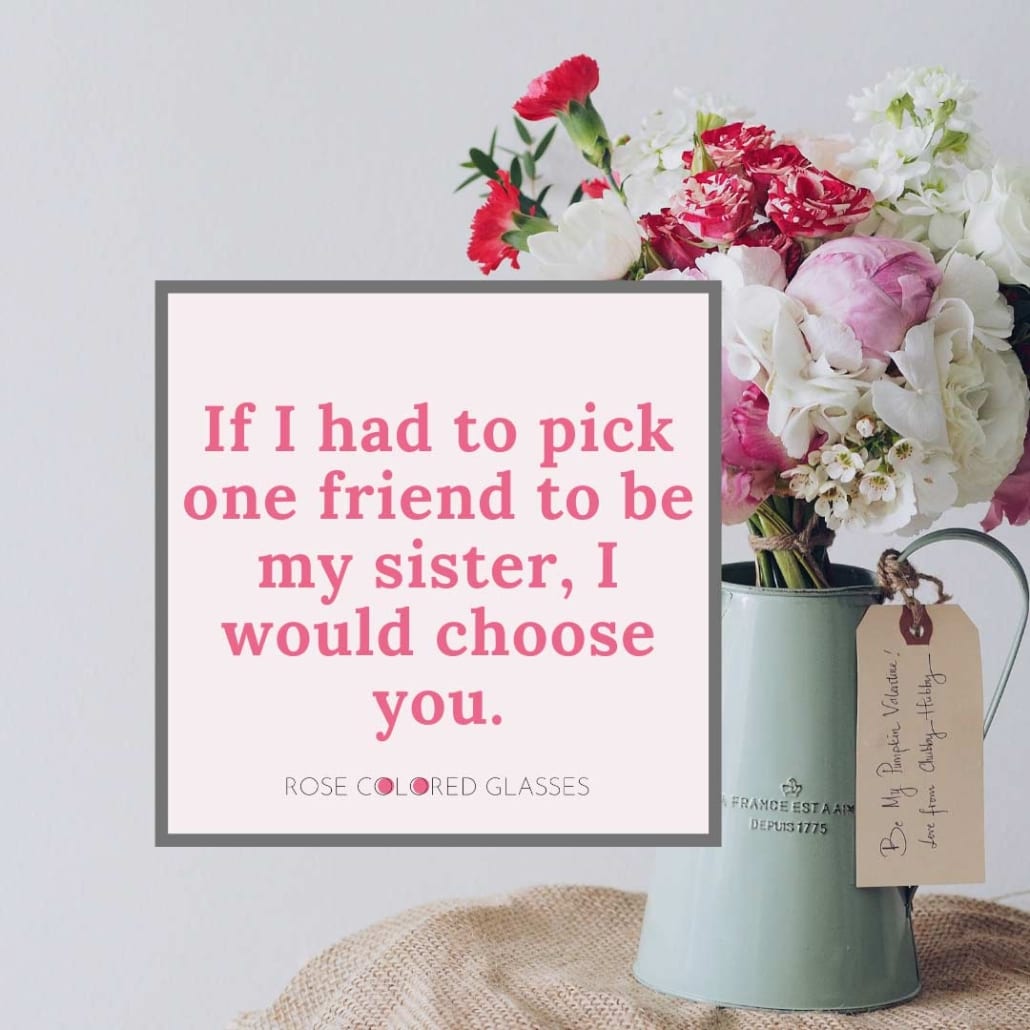 Galentine's Day quote about choosing your friend as a sister.