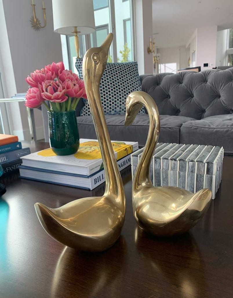 two swans set to style a coffee table
