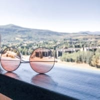 glasses upside down with view
