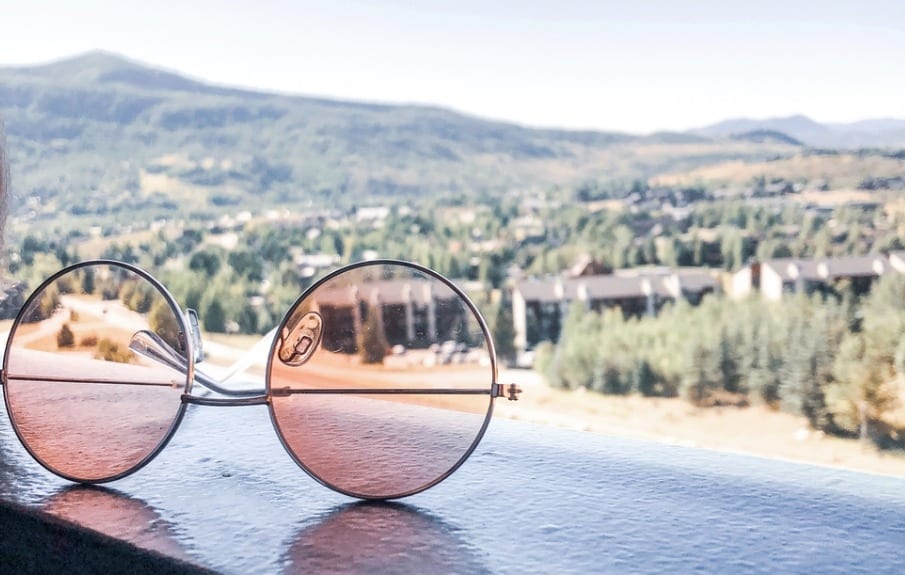 glasses upside down with view