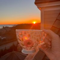 sunrise with coffee cup